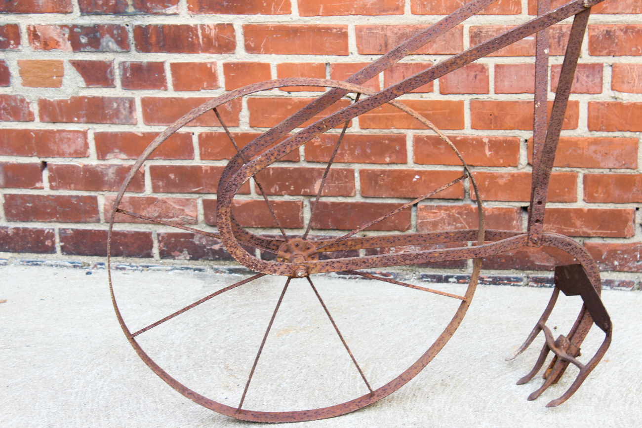 Antique Cast Iron and Bent Steel Garden Plow EBTH